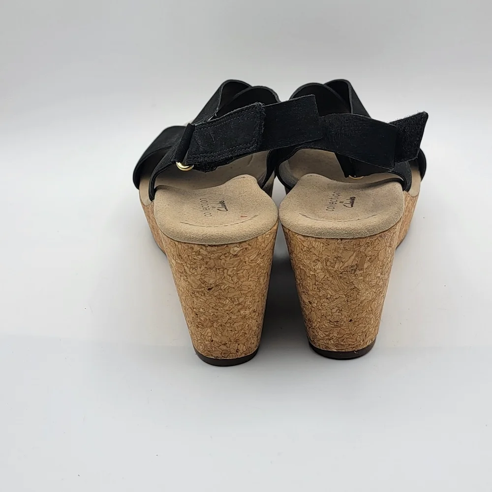 Clarks Collective Stylish Black Wedge Sandals SIZE 11 #1591‎
